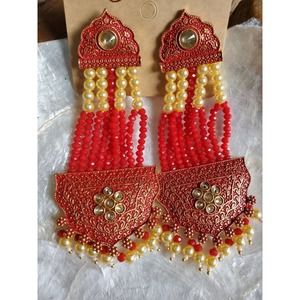 Long indian chandelier style meenakari earrings